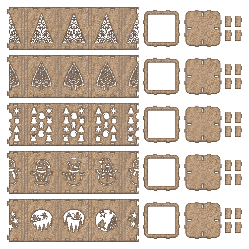 Ozdoby 3D Świąteczne Lampiony na Boże Narodzenie zestaw - gotowy plik- szablon do wycięcia